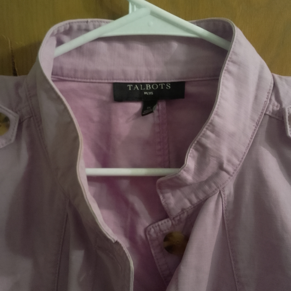 Talbots Light Purple Military Button FrontUtility Jacket Size 1x 100% Cotton - Picture 10 of 15